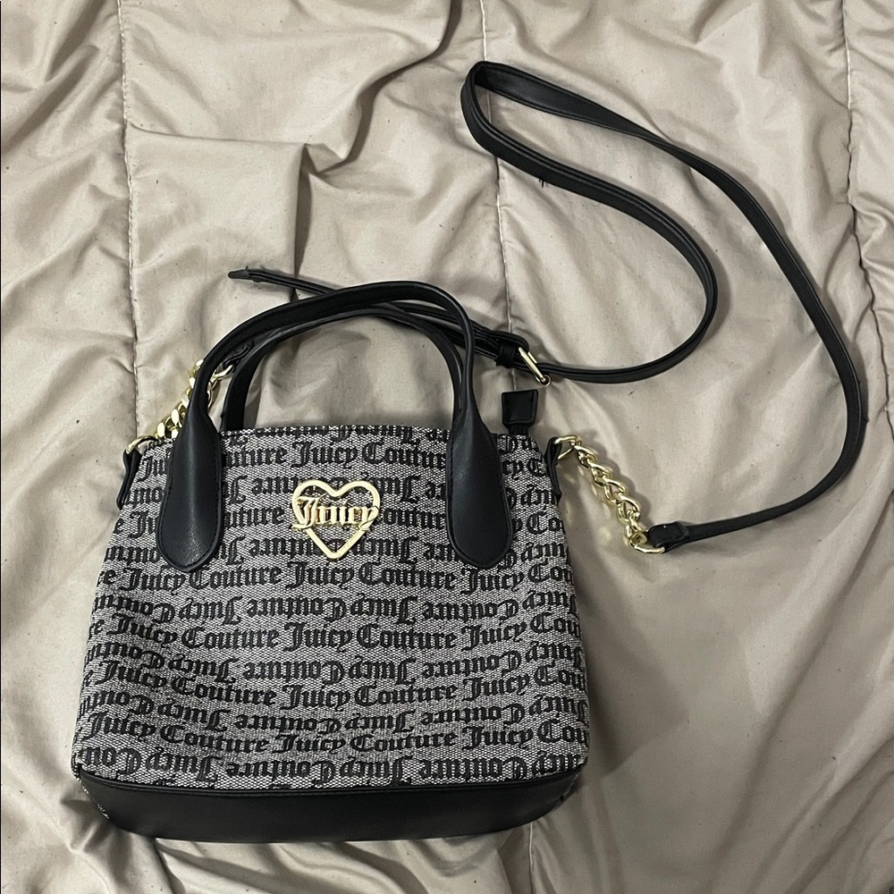 Juicy Couture Black and Gray Crossbody Mini Tote Bag